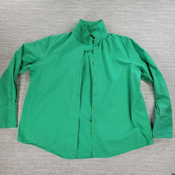White Fox Short 2 Piece Set Womens S/M Green Button Up Oversized Top Pull On - Picture 10 of 16